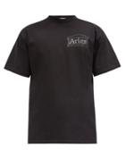Matchesfashion.com Aries - Logo-print Cotton-jersey T-shirt - Mens - Black