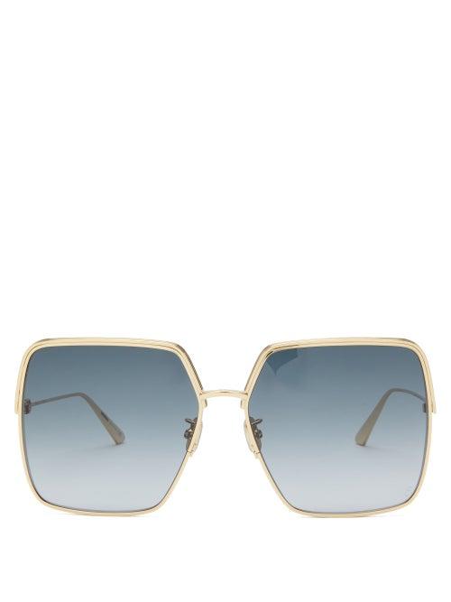 Matchesfashion.com Dior - Everdior Round Metal Sunglasses - Womens - Blue Gold
