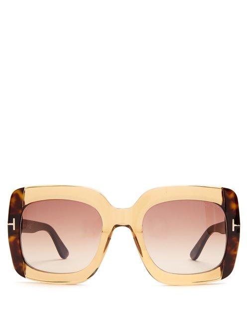 Matchesfashion.com Tom Ford Eyewear - Square Frame Sunglasses - Womens - Beige