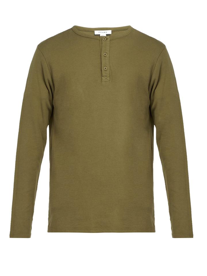 Frame Long-sleeved Cotton Henley T-shirt