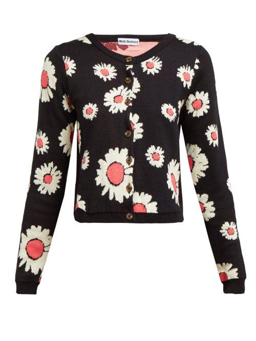 Matchesfashion.com Molly Goddard - Malina Floral Jacquard Cardigan - Womens - Black Multi