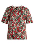 Matchesfashion.com Marni - Poetry Flower Print Cotton And Linen Blend Top - Womens - Red Print