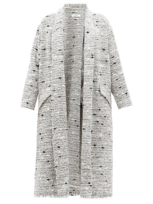 Matchesfashion.com Isabel Marant Toile - Faby Waterfall Collar Slubbed Boucl Coat - Womens - Light Grey