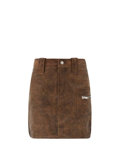 Matchesfashion.com Ganni - High-rise Leather Skirt - Womens - Brown