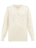 Matchesfashion.com Christopher Kane - Crystal Embellished Cashmere Blend Sweater - Womens - Cream