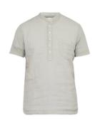 Matchesfashion.com 120% Lino - Linen Henley T Shirt - Mens - Light Grey