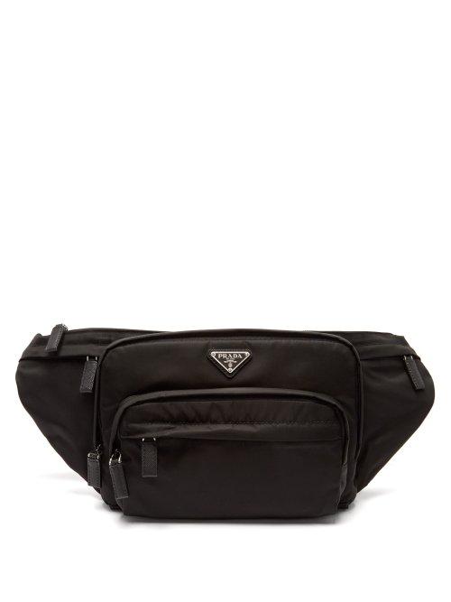 Matchesfashion.com Prada - Logo Plaque Nylon Belt Bag - Mens - Black