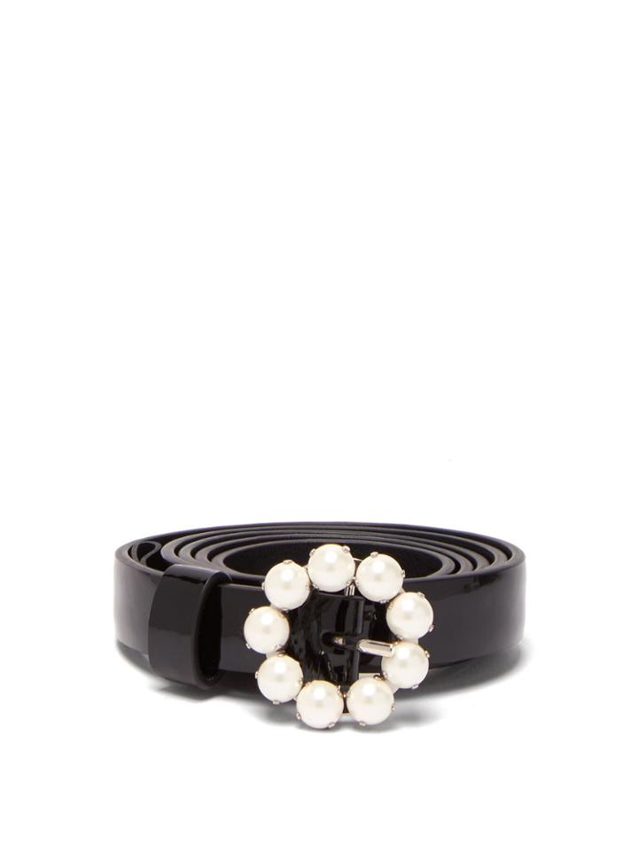 Miu Miu Flower-buckle Patent-leather Belt