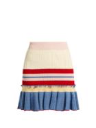 Alexander Mcqueen Ruffled-hem Striped Wool And Silk-blend Skirt