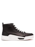 Matchesfashion.com Christian Louboutin - Rankick Rubber Panelled High Top Leather Trainers - Mens - Black