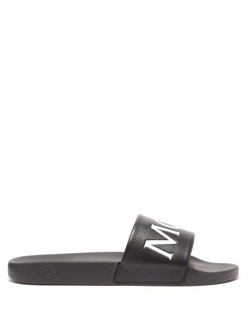 Matchesfashion.com Moncler - Bastien Logo-print Leather Slides - Mens - Black