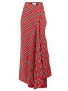 Matchesfashion.com A.w.a.k.e. Mode - Sahmain Draped Tartan Twill Skirt - Womens - Red