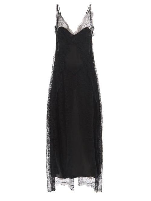 Khaite - Ash Plunge-back Chantilly-lace Slip Dress - Womens - Black