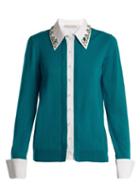 Matchesfashion.com Mary Katrantzou - Bextor Crystal Embellished Wool Cardigan - Womens - Green White