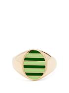 Matchesfashion.com Jessica Biales - Enamel & Yellow Gold Ring - Womens - Green