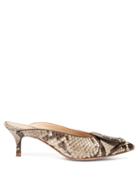 Matchesfashion.com Gianvito Rossi - Ruby 55 Buckled Python Mules - Womens - Grey Multi
