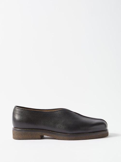 Lemaire - Piped Leather Slip-on Shoes - Mens - Black