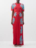 La Doublej - Angelica Place-print Crepe-jersey Dress - Womens - Red Multi