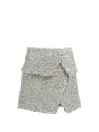 Matchesfashion.com Balmain - High Rise Tweed Wrap Skirt - Womens - Silver