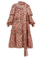 Matchesfashion.com Marc Jacobs - Ruffled Paisley Print Silk Midi Dress - Womens - Pink Print