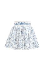 Matchesfashion.com Agua By Agua Bendita - Arandano Ruffled Floral-print Cotton Mini Skirt - Womens - White Print