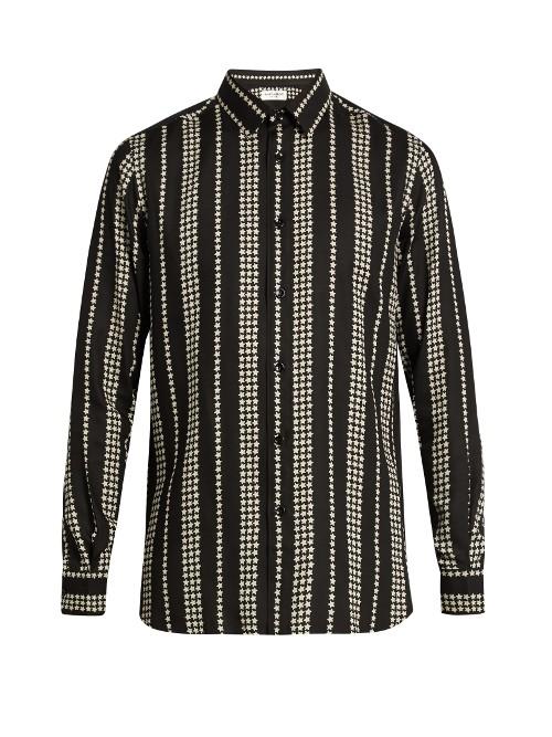 Saint Laurent Striped Star-print Twill Shirt