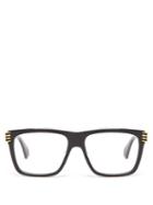 Matchesfashion.com Gucci - Stripe Tipped Square Acetate Glasses - Mens - Black