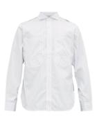 Matchesfashion.com Junya Watanabe - Patchwork Canvas And Pinstriped Cotton Shirt - Mens - White Multi