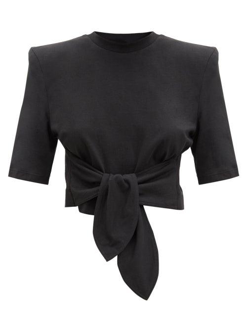 Matchesfashion.com The Attico - Knotted Cotton-jersey T-shirt - Womens - Black