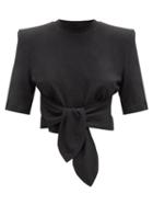 Matchesfashion.com The Attico - Knotted Cotton-jersey T-shirt - Womens - Black