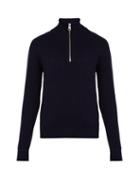 Matchesfashion.com Ami - Half Zip Wool Sweater - Mens - Navy