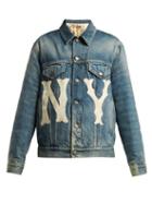 Matchesfashion.com Gucci - Ny Embroidered Logo Patch Denim Jacket - Womens - Denim