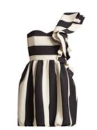 Matchesfashion.com Valentino - One Shoulder Wool Blend Dress - Womens - White Black