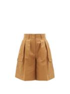 Moncler - High-rise Gabardine Shorts - Womens - Tan