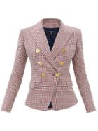 Matchesfashion.com Balmain - Double-breasted Houndstooth Wool Jacket - Womens - Red Multi