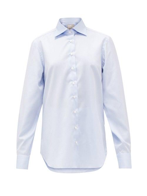 Matchesfashion.com Giuliva Heritage Collection - The Husband Geometric-jacquard Cotton Shirt - Womens - Light Blue