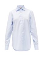 Matchesfashion.com Giuliva Heritage Collection - The Husband Geometric-jacquard Cotton Shirt - Womens - Light Blue