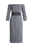 Matchesfashion.com Carl Kapp - Jean Off The Shoulder Boucl Dress - Womens - Blue White