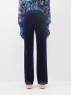 Etro - High-rise Velvet Wide-leg Trousers - Womens - Navy