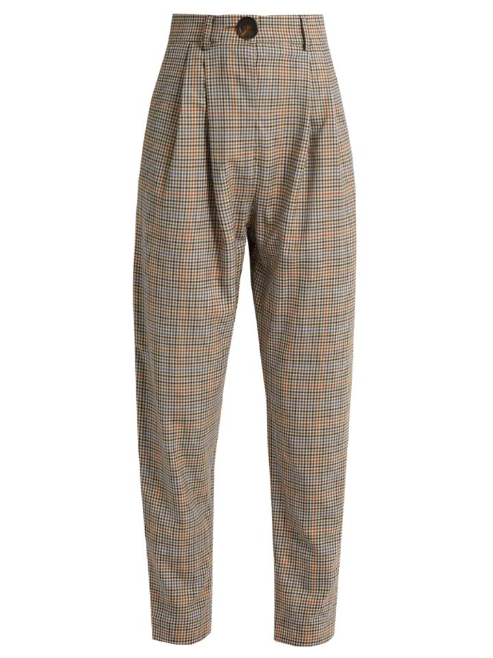 A.w.a.k.e. High-waist Checked Wool Trousers