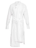 Matchesfashion.com Loewe - Tie-front Striped-poplin Shirt Dress - Womens - White