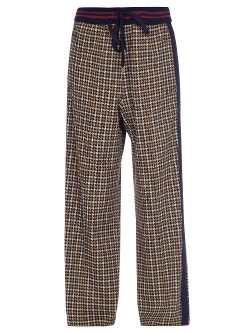 Ladies Rtw Marni - Side-stripe Check-jacquard Track Pants - Womens - Brown