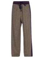 Ladies Rtw Marni - Side-stripe Check-jacquard Track Pants - Womens - Brown