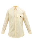 L.e.j - Patch-pocket Striped Cotton-poplin Shirt - Mens - Yellow Stripe