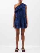 Melissa Odabash - Debbie One-shoulder Jersey Mini Dress - Womens - Dark Navy