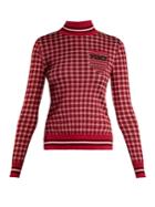 Fendi Check Wool And Silk-blend High-neck Sweater