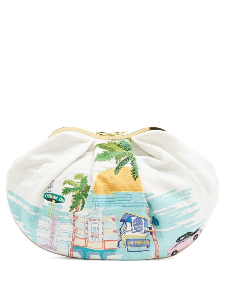 Kilometre Paris X Isla Fontaine Miami-embroidered Sandolo Clutch