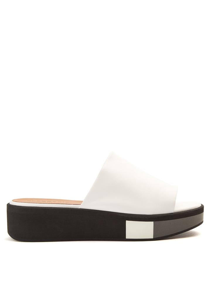 Clergerie Quenor Leather Platform Slides