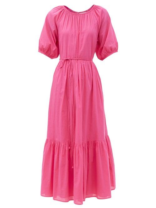 Matchesfashion.com Apiece Apart - Simone Organic-cotton Chambray Midi Dress - Womens - Pink