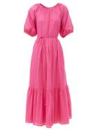 Matchesfashion.com Apiece Apart - Simone Organic-cotton Chambray Midi Dress - Womens - Pink